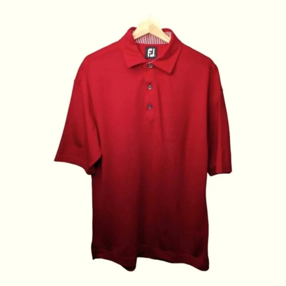 FootJoy ProDry Performance Mens Size L Red Stretch Pique Polo Golf Shirt - Picture 3 of 13